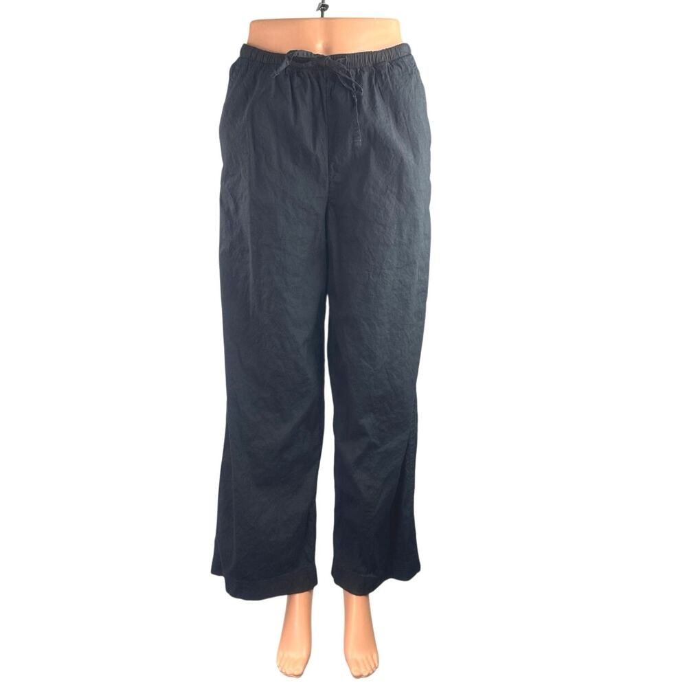 Athleta Women's Black Linen High Rise Lounge Wide Leg Palazzo Trousers Pants XXS